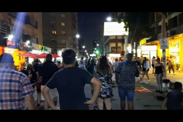 San Bernardo peatonal de noche | calle chiozza | enero 2022 | Walking |  temporada en la costa